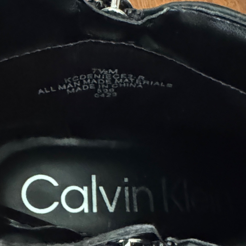 Calvin Klein Women's Black Leather Ankle Boots Size 7.5 M EUC - Picture 6 of 15